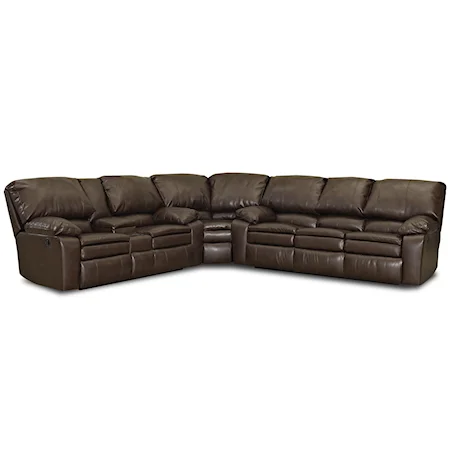 Casual 3 Piece Reclining Sectional Sofa with Storage Console